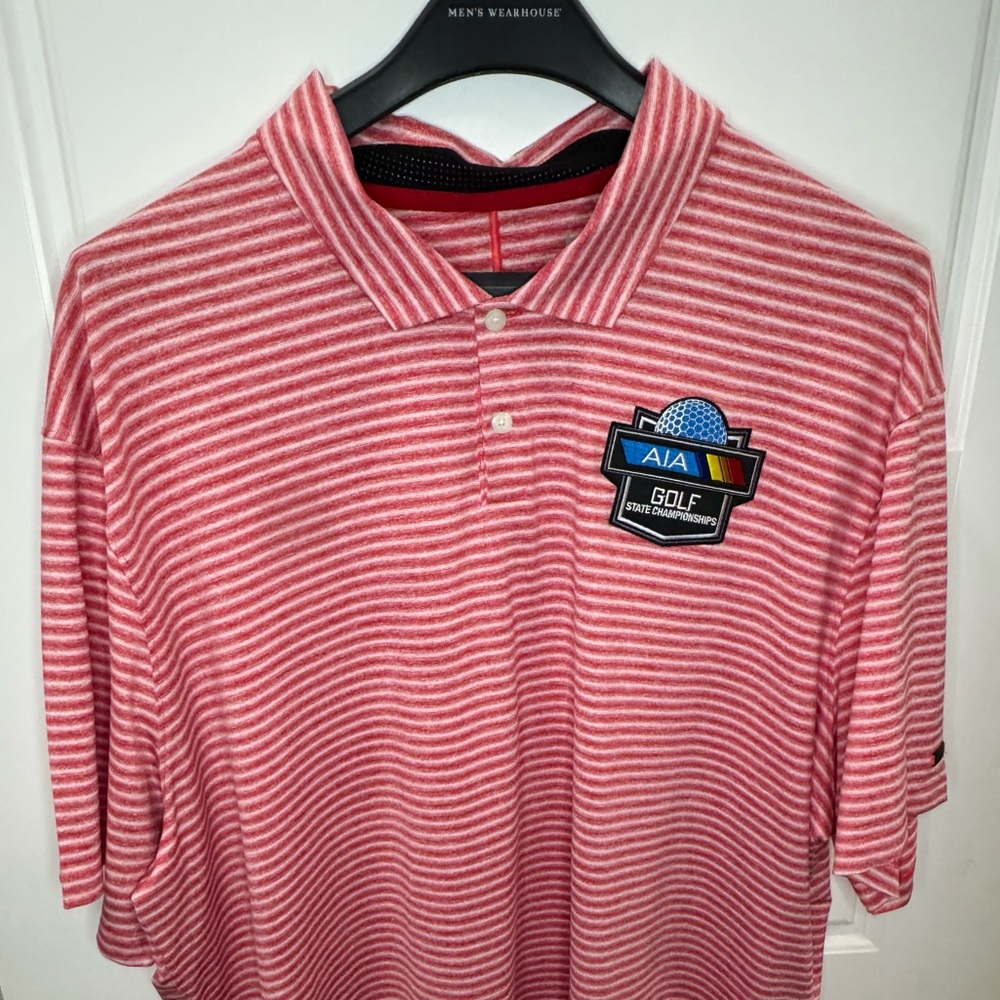 Nike “Tiger Woods Collection” Red and White Dri-Fit Golf Polo Shirt